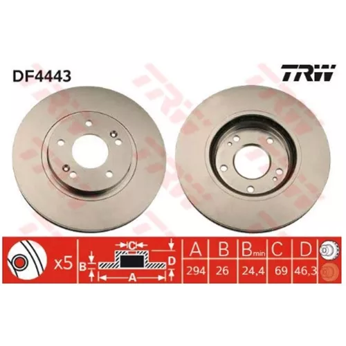 5171226100   elitcar fd16724, Disk Aynası Ön Fd16724 Santa Fe (00 05) 16Jant 294Mm