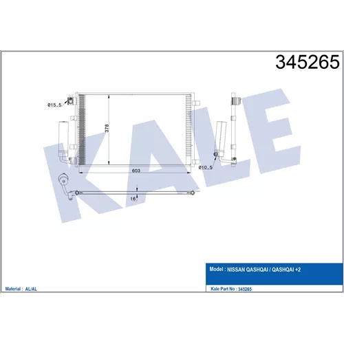 Klima Radyatörü 345265 Qashqaı (J10 Jj10) 1.6 07   (Kurut