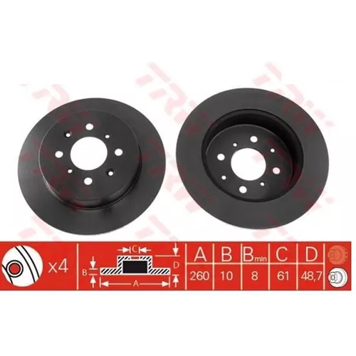 42510S6DE00   trw df4402, Disk Fren Aynası Arka Df4402 Honda Cıvıc Iv 1.4 Is 1.7 Cdtı (01 05)